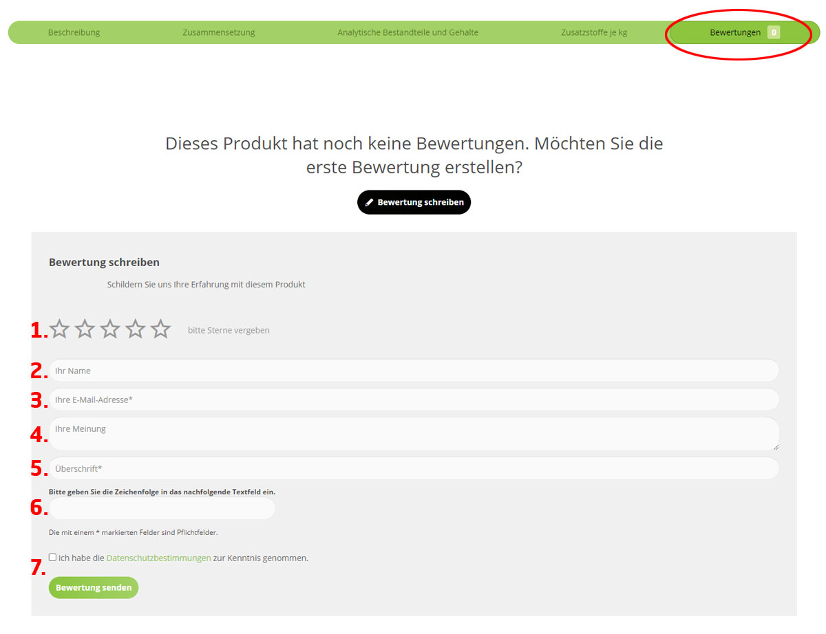 Formular-Produktbewertung