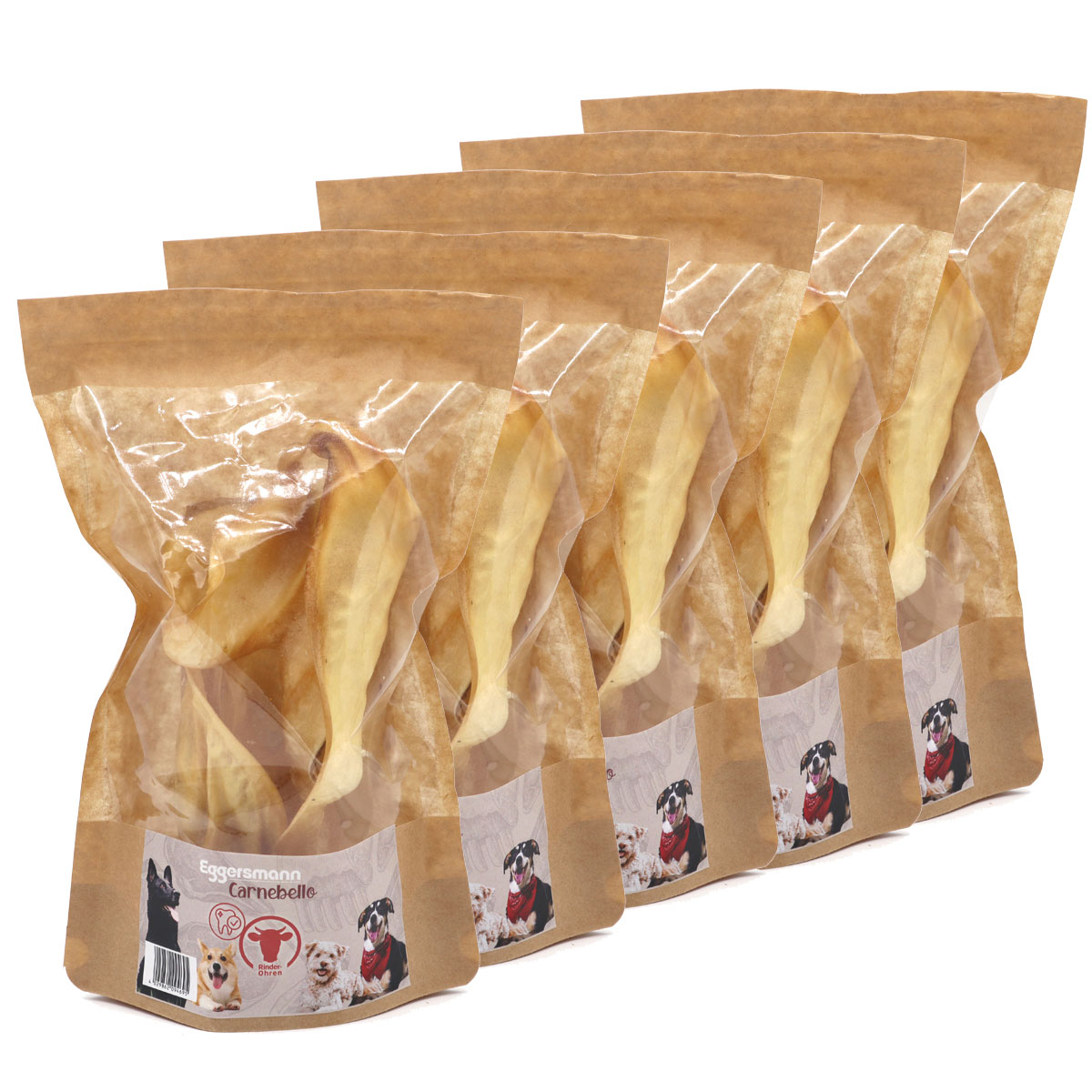 Carnebello - Naturkausnack Rinderohren 5 x 2 Stk.
