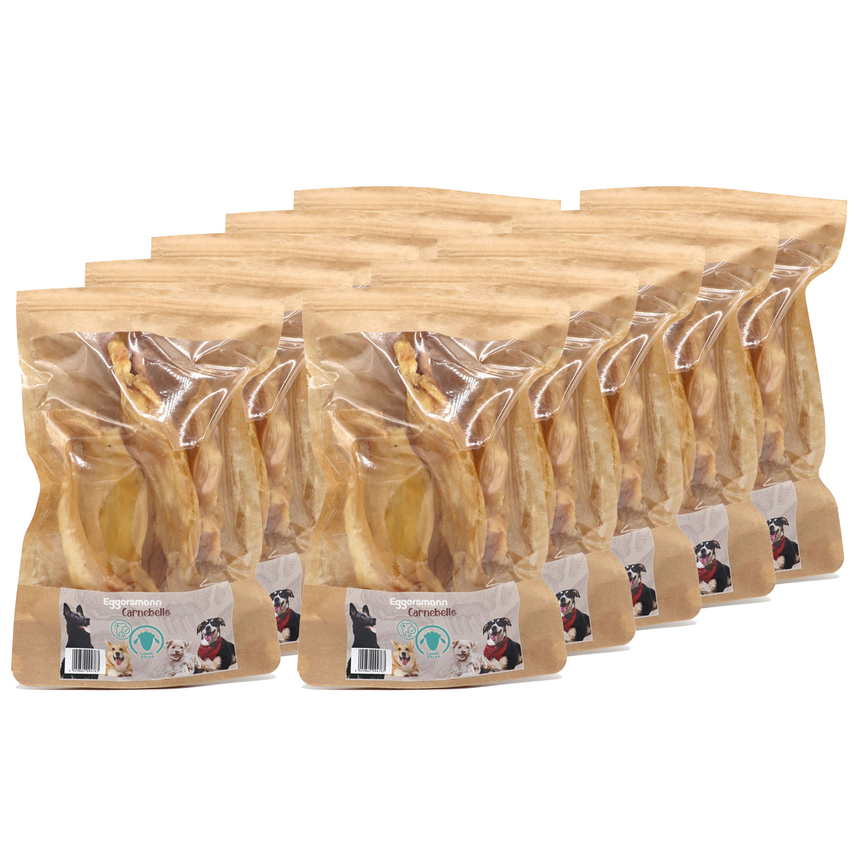 Carnebello - Naturkausnack Lammohren 10 x 4 Stk.